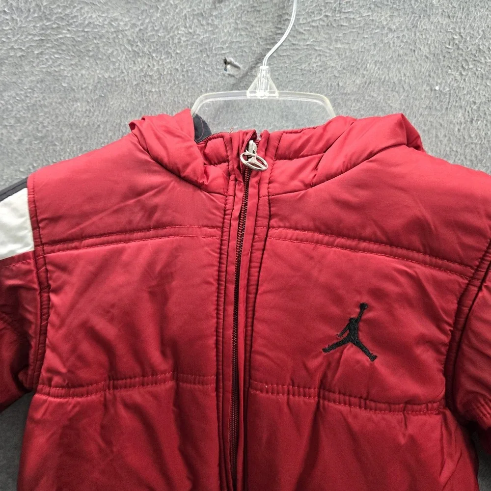 Jordan Boys Jacket 6 Red Nylon Polyester Puffer Jumpman Embroidered Fleece READ